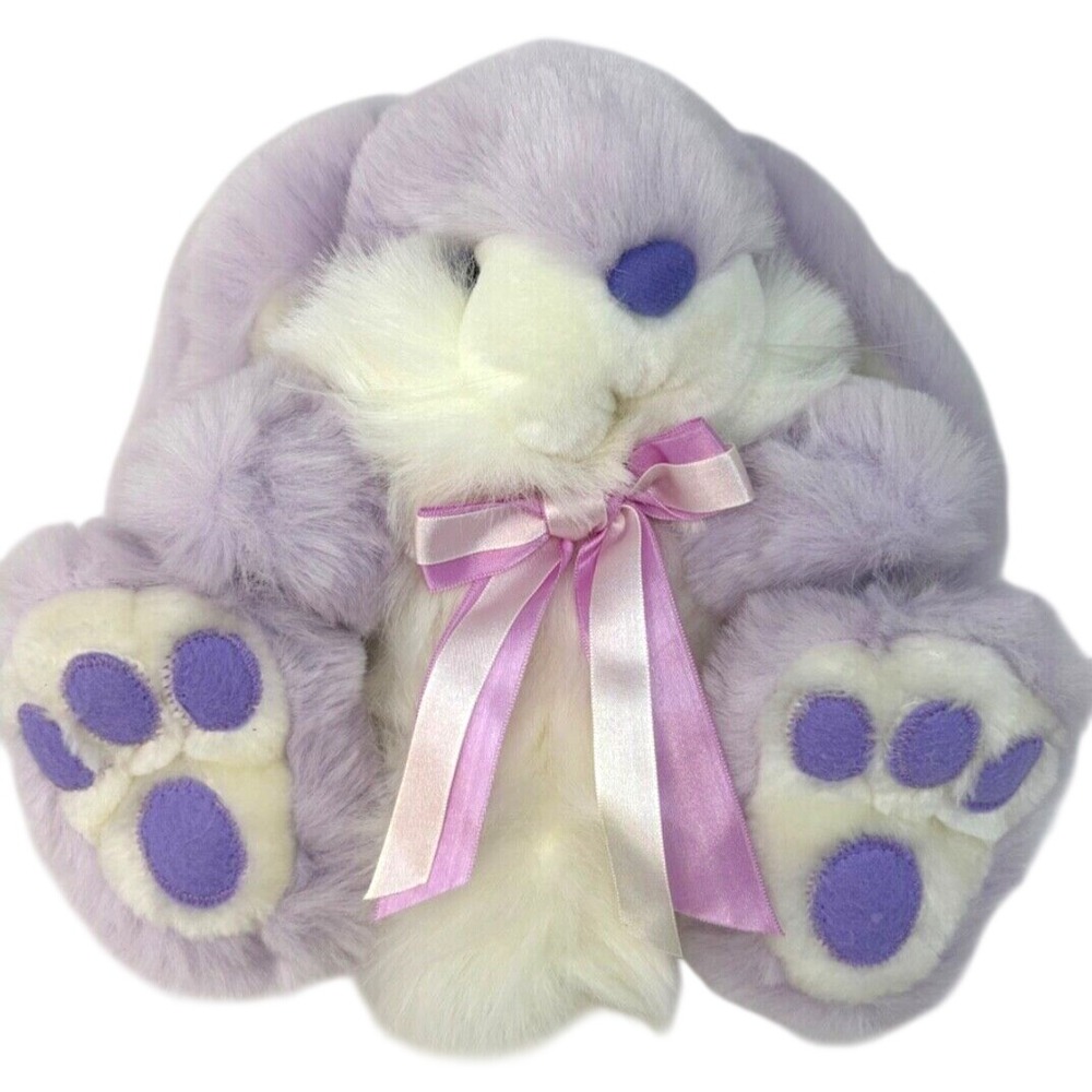 Easter Bunny Rabbit Plush Purple Lavender Lilac Bow Lopped Ears 10" Wondertreats
